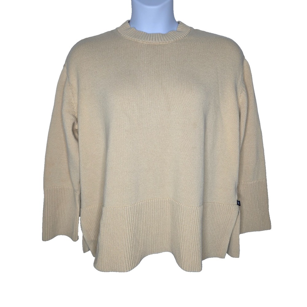 Gap Womens XXL Sweater Beige Cotton Crewneck Ribbed Pullover Knit Neutral